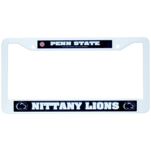 white plastic license plate frame Penn State Nittany Lions